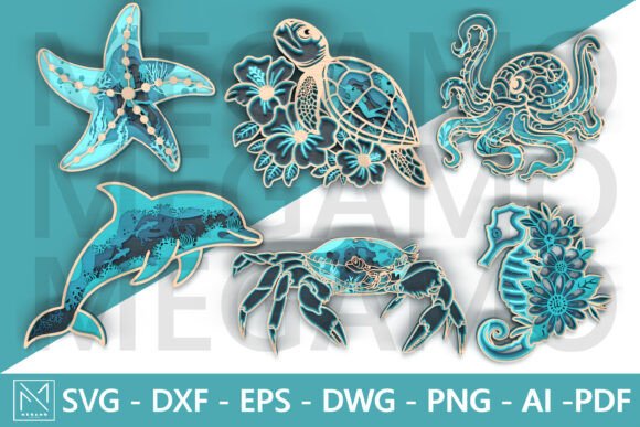Download Under the Sea Laser Cut Bundle &ndash; 6 Layers - Laser cut bundle Collection