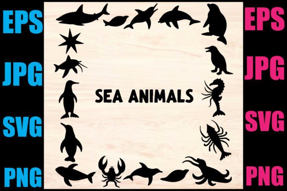 Download Sea Animals Silhouette Vector Set - Silhouette Collection