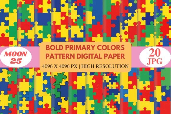 Download Bold Primary Colors Pattern Digital Pape - Premium Resources