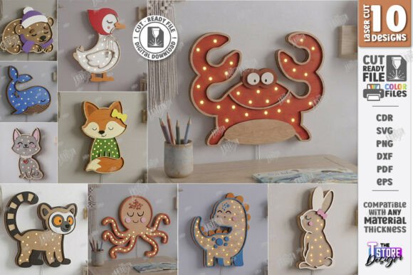 Download Kids Night Light Laser Cut Bundle | CNC - Laser cut bundle Collection