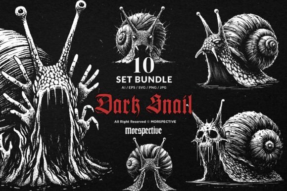 Download 10 Bundle Dark Art Snail Mollusk Slime - Snail Collection