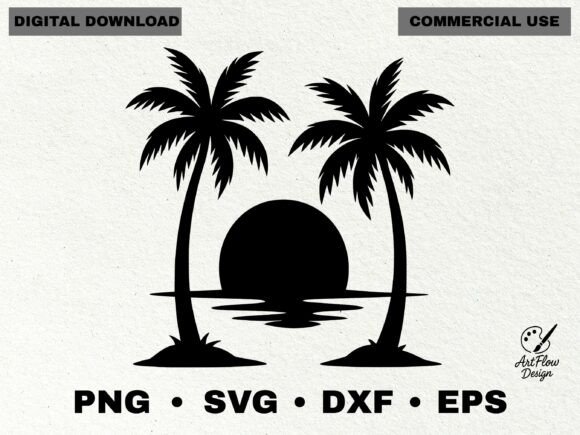 Download Tropical Sunset Palm Trees Silhouette - Silhouette Collection